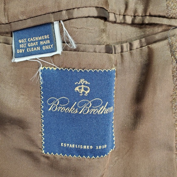 VTG Brooks Brothers Loro Piana Cashmere Blazer Mens 43R Brown Coarsehair Italy - Picture 4 of 13
